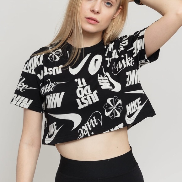 nike all over print crop top